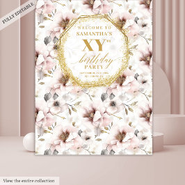 Tapiz Cabina Fotográfica de Cumpleaños Rosa Chic Floral 