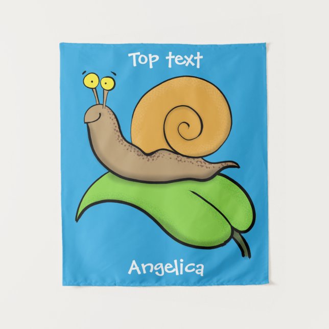 Tapiz Caca, caracol feliz en un ilustracion personalizad (Anverso)