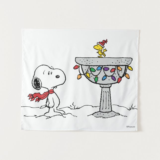 Tapiz Cacahuetes | Baño de aves congelado Snoopy & Woods (Anverso (horizontal))