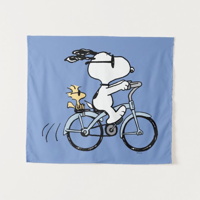 Tapiz Cacahuetes | Bicicleta Snoopy & Woodstock (Anverso (horizontal))