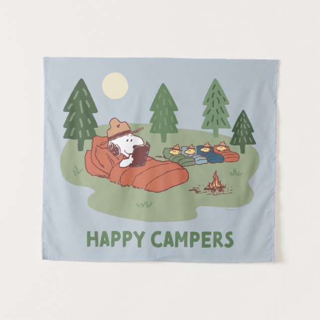 Tapiz Cacahuetes | Camperas felices Snoopy y Woodstock (Anverso (horizontal))