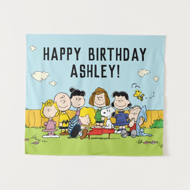 Tapiz Cacahuetes | Cumpleaños de Charlie Brown y pandill (Anverso (horizontal))