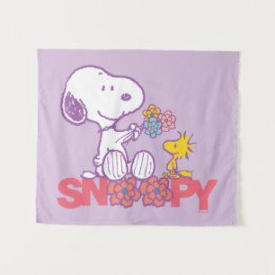 Tapiz Cacahuetes   Flores Snoopy & Woodstock