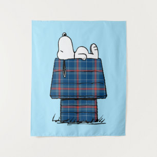 Tapiz Cacahuetes   Snoopy Plaid Flannel Holiday Dog Hous