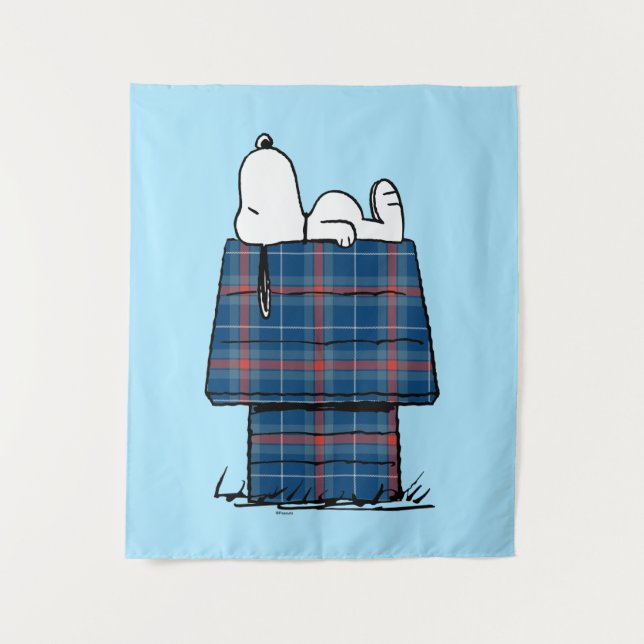 Tapiz Cacahuetes | Snoopy Plaid Flannel Holiday Dog Hous (Anverso)
