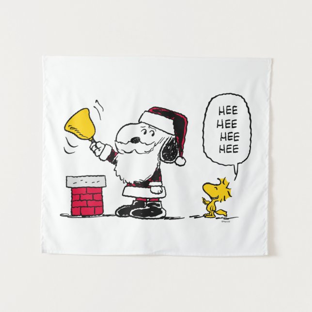 Tapiz Cacahuetes | Snoopy & Woodstock Santa Bell Ringer (Anverso (horizontal))