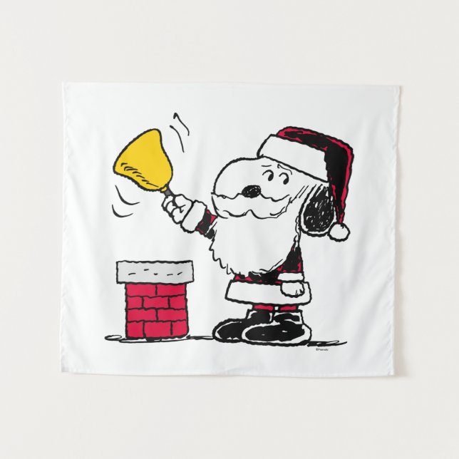 Tapiz Cacahuetes | Snoopy & Woodstock Santa Bell Ringer (Anverso (horizontal))