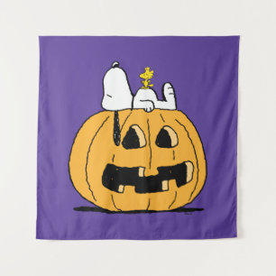 Tapiz Cacahuetes   Snoopy y Woodstock Jack-O-Lantern