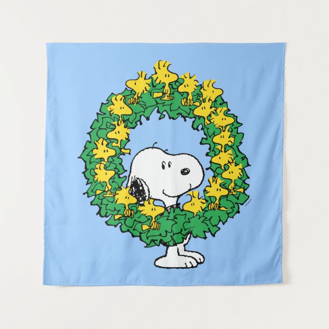 Tapiz Cacahuetes | Wreath de Navidades Snoopy y Woodstoc (Anverso)
