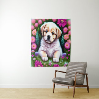 Tapiz Cachorro en el arte del jardín