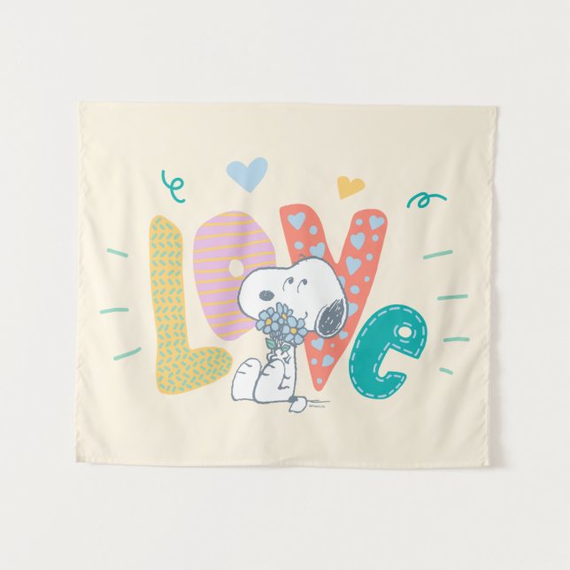 Tapiz Cachorros | Flor de amor de Snoopy (Anverso (horizontal))