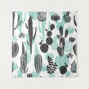 Tapiz Cacti de mano dibujada: Doodle Seamless