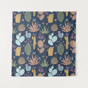 Tapiz Cactus Charm: Floral Vintage colorida