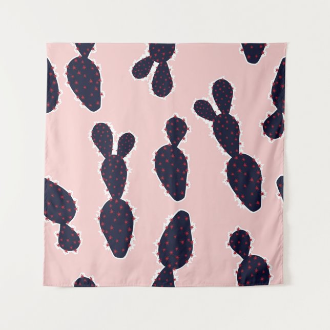 Tapiz Cactus Cuteness: Patrones Pastel Dulce (Anverso)