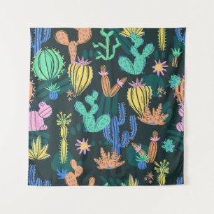 Tapiz Cactus dibujado a mano: sin costuras escandinavas.