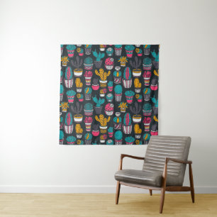 Tapiz Cactus dibujado mano en modelo del estilo del