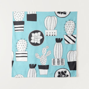 Tapiz Cactus, suculento: diseño a mano sin fisuras.