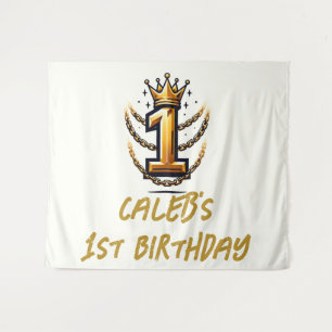 Tapiz Cadena de Corona de Oro Drip 1 #1 1er Cumpleaños