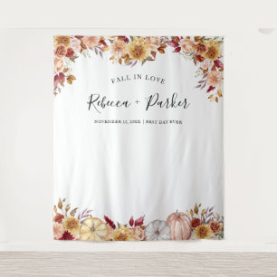 Tapiz Caer en amor flor calabazas fondo cabina de fotos