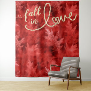 Tapiz Caer enamorada del otoño   Fondo fotográfico rojo