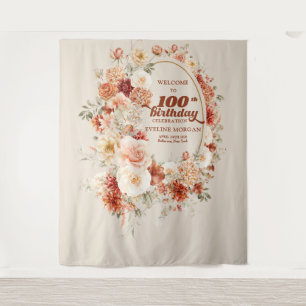 Tapiz Caer terracota floral ruborizada 100 cumpleaños