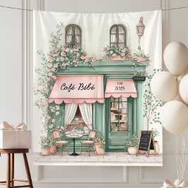 Tapiz Café Bebe París Chic Telón de Fondo para Fiesta de