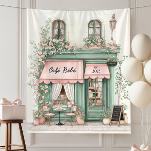 Tapiz Café Bebe París Chic Telón de Fondo para Fiesta de