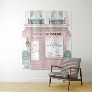 Tapiz Café Panadería Pastelería Francesa Fondo Rosa