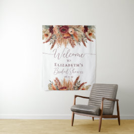 Tapiz Caída Terracotta Borgoña Florales Pampas Fondo