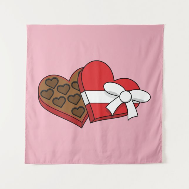 Tapiz Caja de chocolate con corazón el día de San Valent (Anverso)