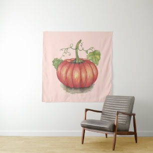 Tapiz Calabaza Cuidada Con Vinas En Acuarela