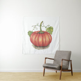 Tapiz Calabaza Cuidada Con Vinas En Acuarela