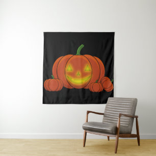 Tapiz Calabaza de calabaza brillante de Jack-o'-Lantern