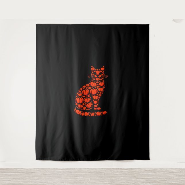 Tapiz Calabaza de gato Jack O Lantern Halloween hombres  (Anverso)