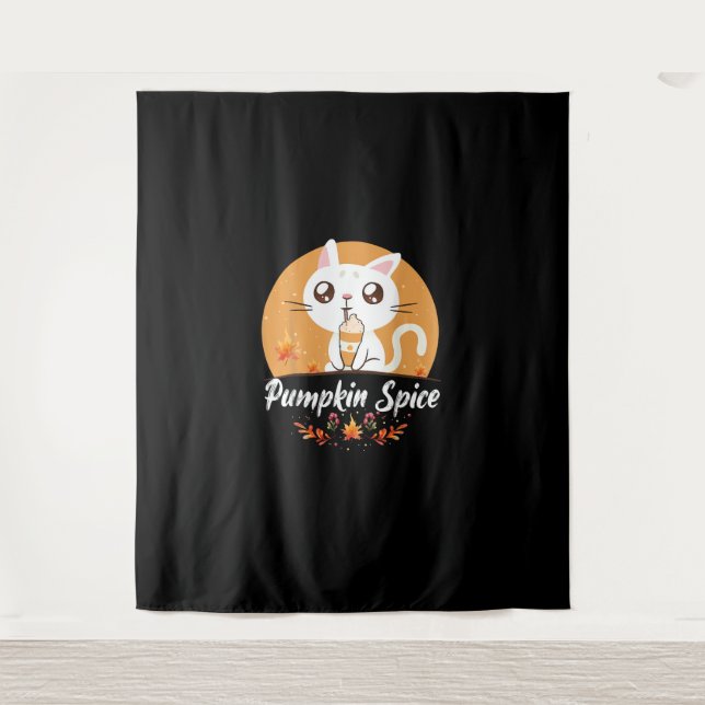 Tapiz Calabaza de gatos, camiseta de especias, se caerá. (Anverso)