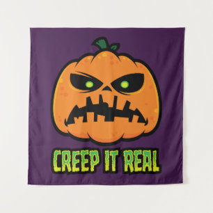 Tapiz Calabaza de Halloween Gruñona Creep It Real