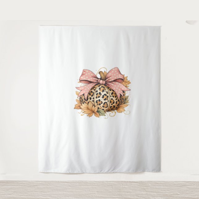 Tapiz Calabaza de leopardo de Coquette con arco rosado - (Anverso)