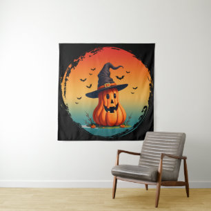 Tapiz calabaza divertida vintage otoño temporada de otoñ