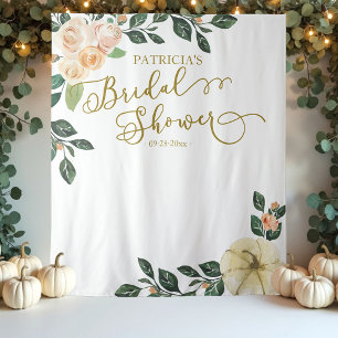 Tapiz Calabaza Floral de Peach Fall Bridal Shower Fondo