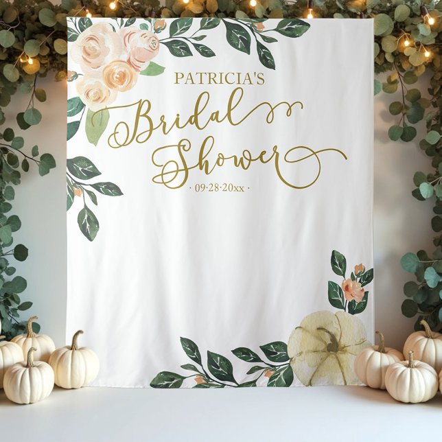 Tapiz Calabaza Floral de Peach Fall Bridal Shower Fondo (Subido por el creador)