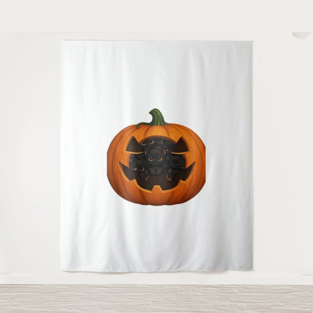 Tapiz Calabaza llena de gatitos - Halloween de felino ne (Anverso)