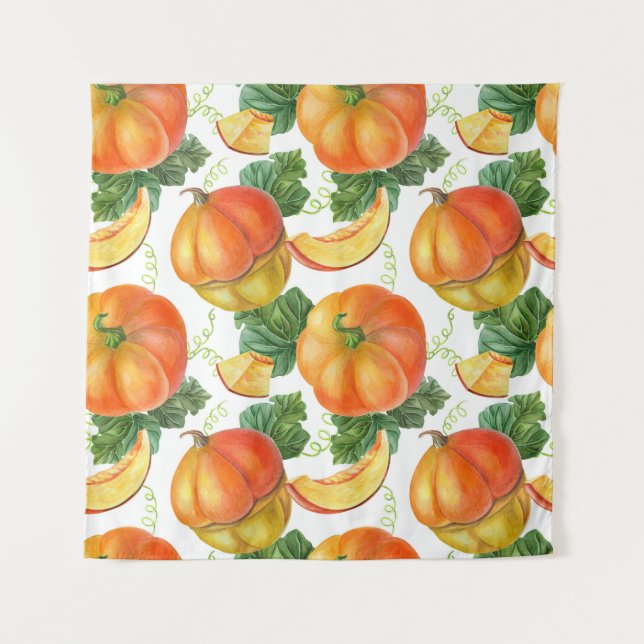 Tapiz Calabaza naranja: Patrón veraniego-otoño. (Anverso)