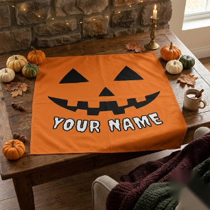 Tapiz Calabaza Naranja Personalizada de Halloween con Tu