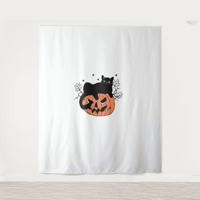 Tapiz Calabaza para gato negro (Anverso)