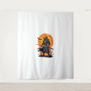 Tapiz Calabaza Samurai - Camiseta guerrera de Halloween