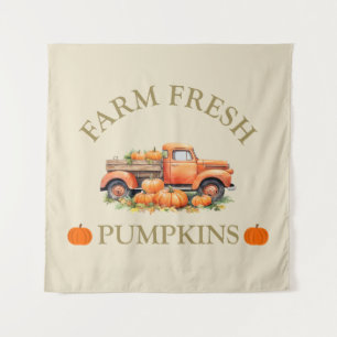 Tapiz Calabazas de acuarela de granja frescas de otoño