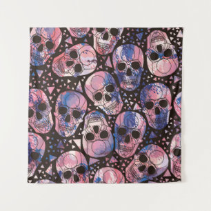 Tapiz Calavera con ornamento poligonal. Halloween. Sin i