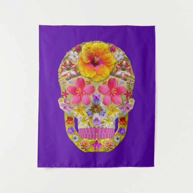 Tapiz Calavera de flores 4 - Tropical (Anverso)