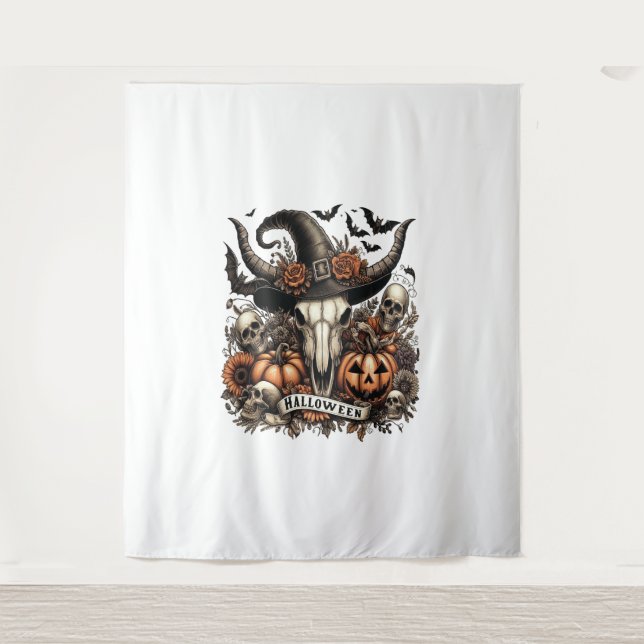 Tapiz Calavera de toro de Halloween Vaca (Anverso)