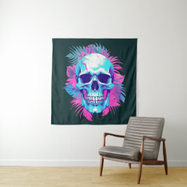 Tapiz Calavera floral al estilo de la onda de vapor